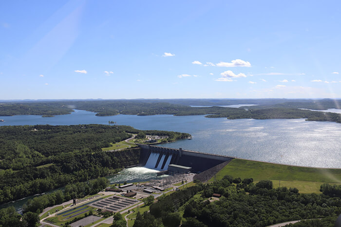 Table Rock Lake and Dam aerial view